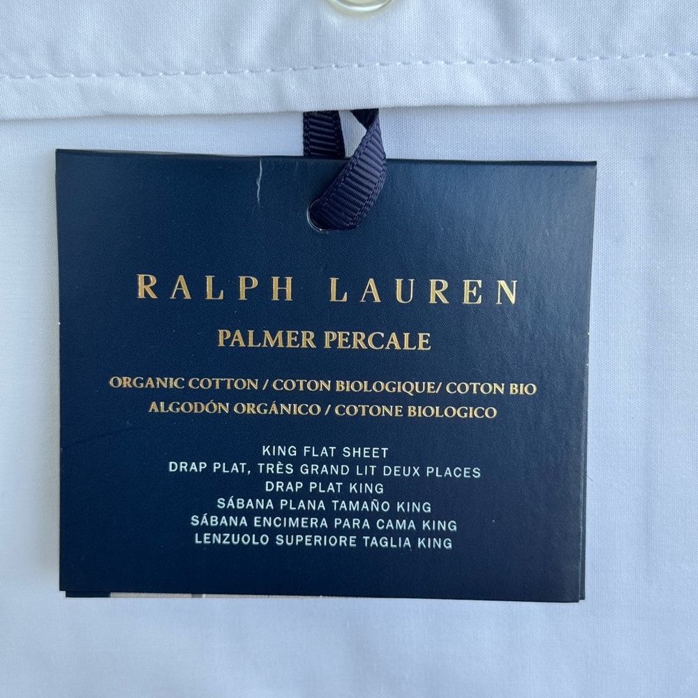 Ralph Lauren Palmer Percale King Flat Sheet Organic Cotton 464TC White NWT - Picture 3 of 8